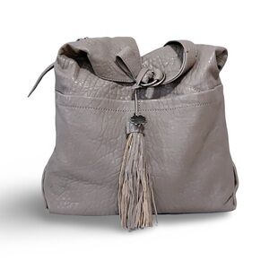 NWOT! Lucky Brand Gray Buffalo Grain Leather Hobo Shoulder Bag